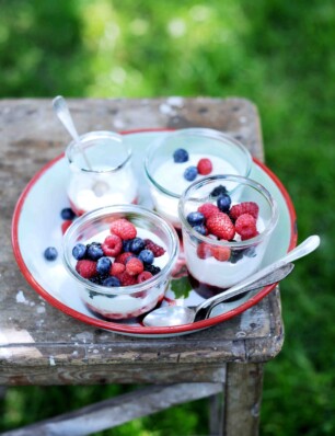 voor de buitenlunch – roompotjes met zomerfruit