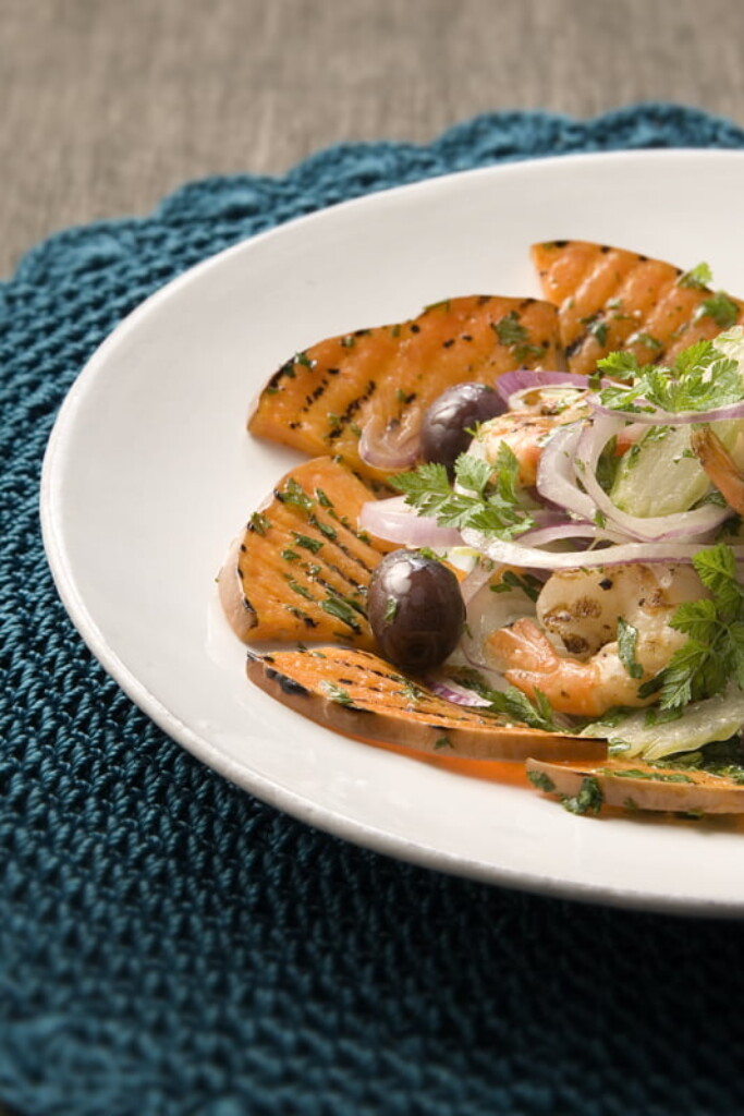 Pompoensalade met garnalen