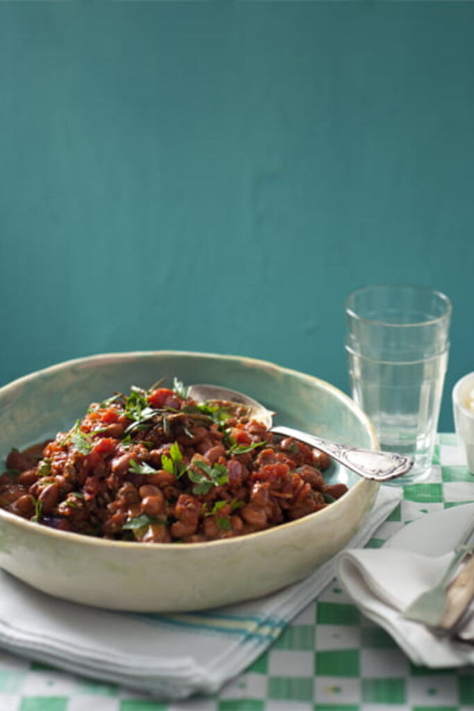 Bruine bonen ‘con ragu’ met peterselie- crème fraîche