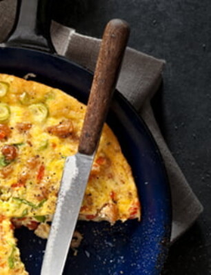 omelet uit de oven met garnalen en selderijsalade