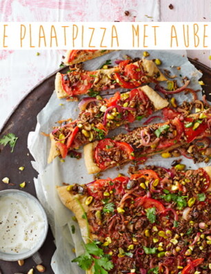 turkse pizza voor veel met aubergine