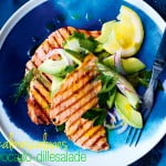 gegrilde zalm avocado dille saus | delicious