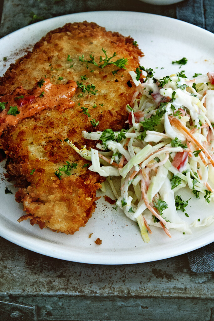 Kip stroganoff met koolsalade