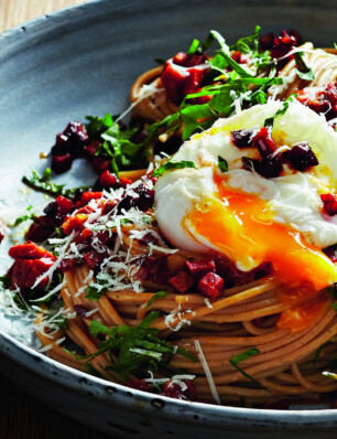 spaghetti carbonara met chorizo