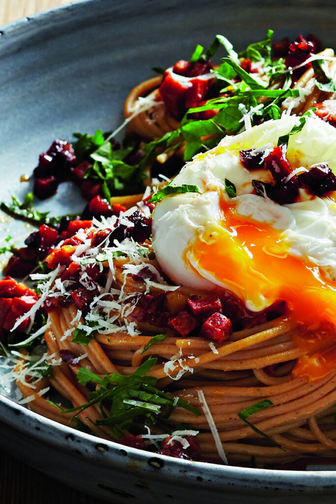 spaghetti carbonara met chorizo