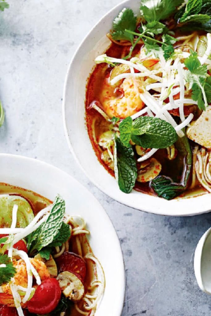 Garnalen tom yam (pittige Thaise noedelsoep)