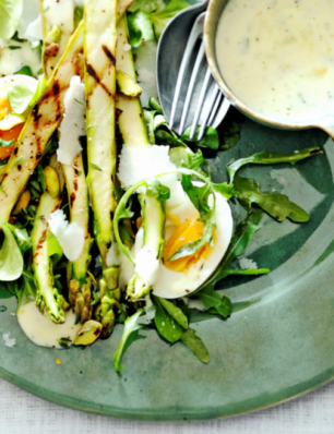 salade van groene asperges met citroen-tijmdressing