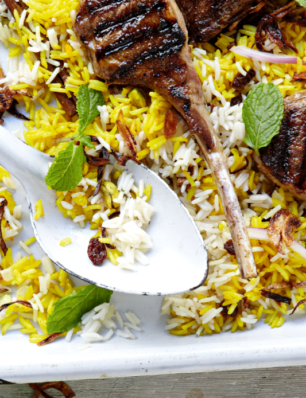 lamskoteletten met biryani-rijst