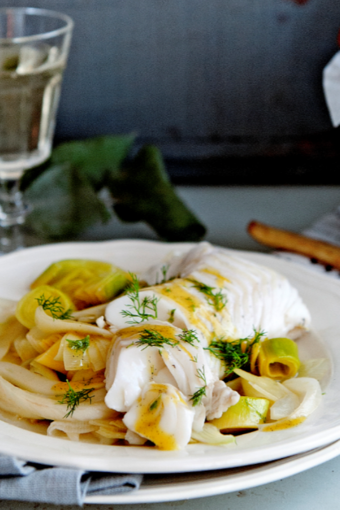 schelvis met vanille-vinaigrette en rosevalfriet