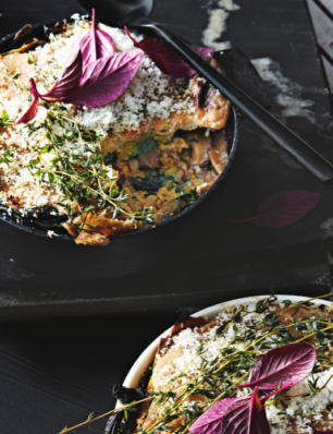 lasagne met paddenstoelen en miso