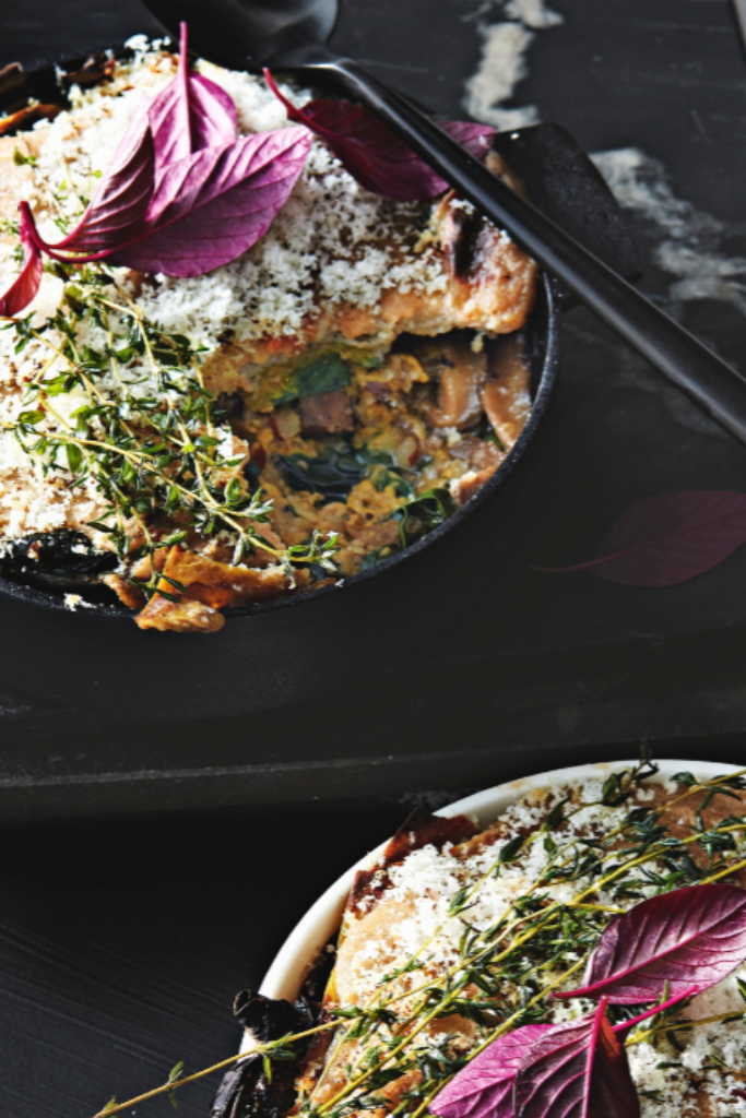 lasagne met paddenstoelen en miso