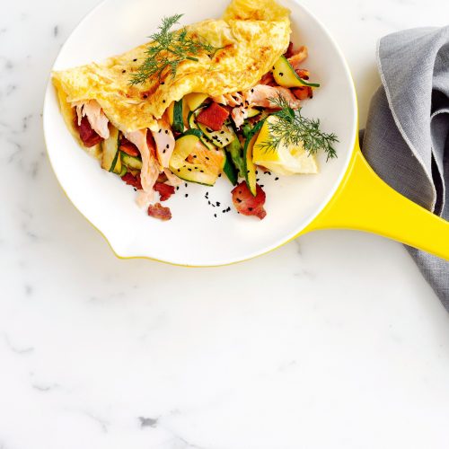 omelet bacon en zalm - delicious