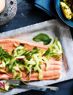 gepocheerde zalm met komkommersalade