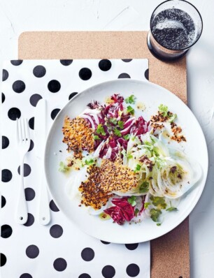 venkel-radicchiosalade met parmezaanchips