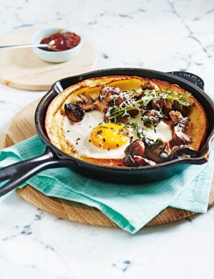 ovenpannenkoeken met ei en champignons