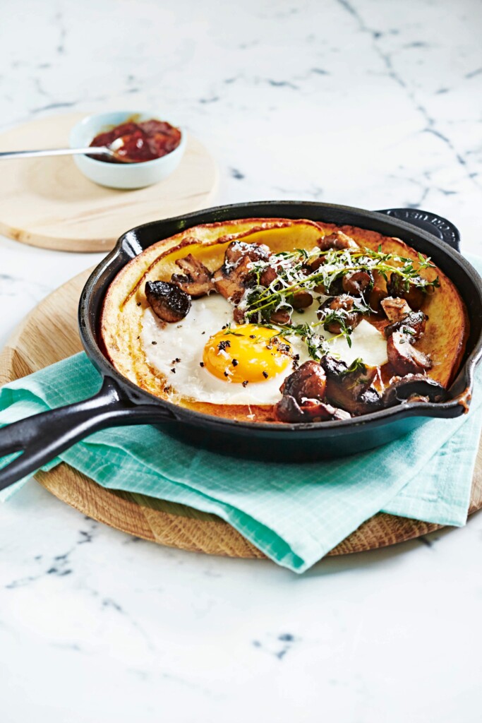 ovenpannenkoeken met ei en champignons