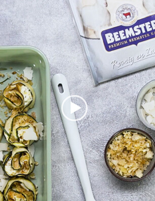 Courgetterolletjes met Beemster Geitenkaas, ricotta en pangrattato