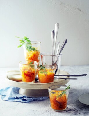 Wortelgranita met loofsiroop