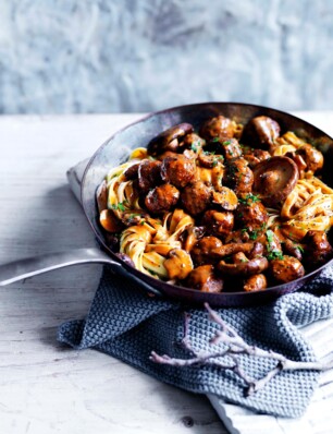 Ragout met hertengehaktballetjes en wilde paddenstoelen