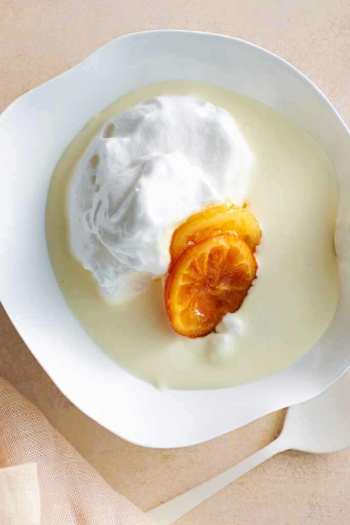 oranjebloesemvla met meringue en gekonfijte citrus