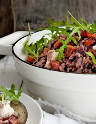 risotto met radicchio, spek en gorgonzola