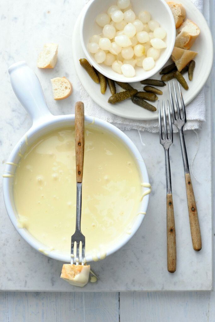 Kaasfondue van emmentaler en beaufort