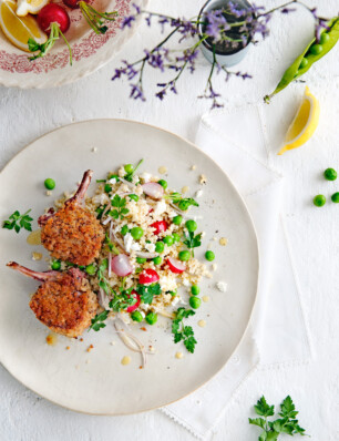 krokante lamskoteletjes met lentesalade