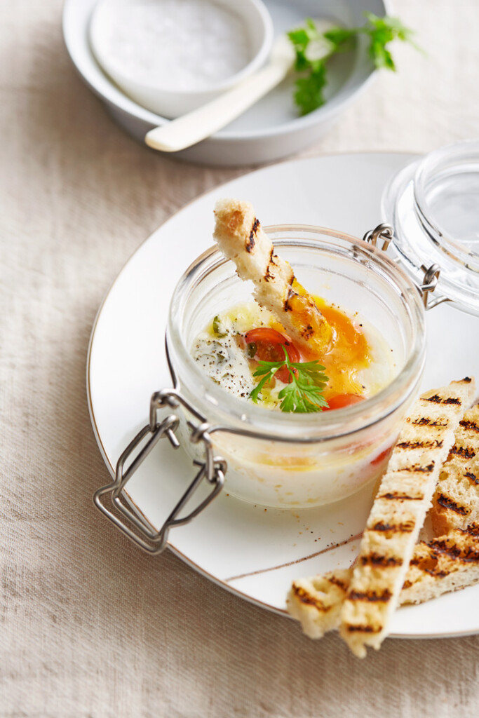 Oeufs en cocotte met heilbot