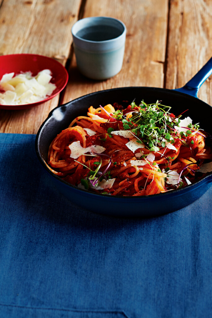 pastinaakspaghetti all’amatriciana