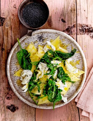 pasta met spinazie, mozzarella en citroenboter