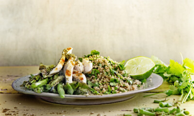 gegrilde kipfilet met sperziebonen, za’atar en korianderquinoa