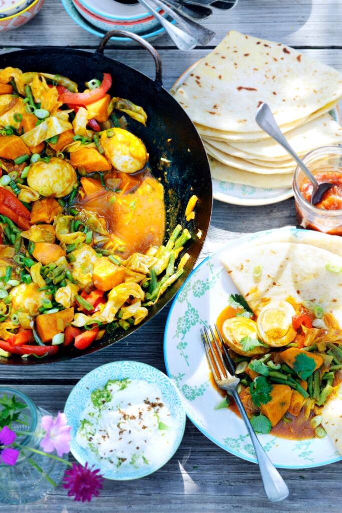 Vegetarische ‘roti’ met eieren