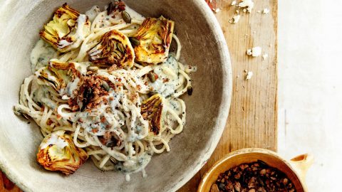 Spaghetti met artisjok