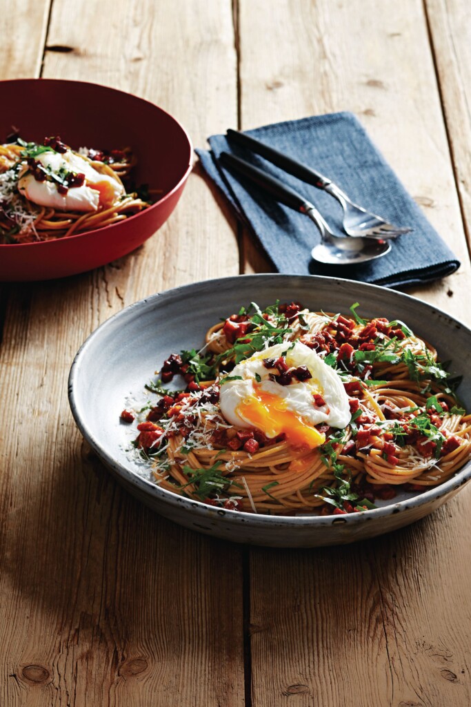 spaghetti carbonara met chorizo