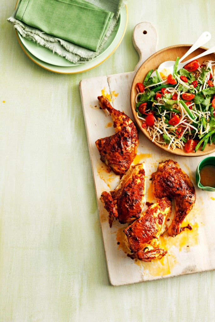 Gebraden kip met laksa en taugésalade