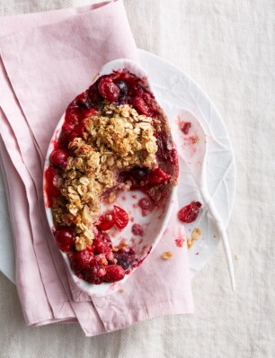 Havermout uit de oven met rood fruit