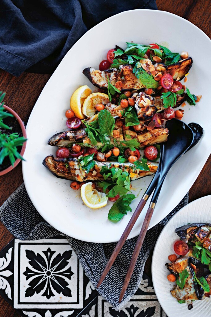 aubergines met tahinidressing