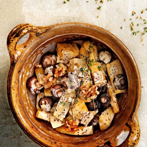 pastinaakstoof met kastanje- champignons en walnoten - delicious