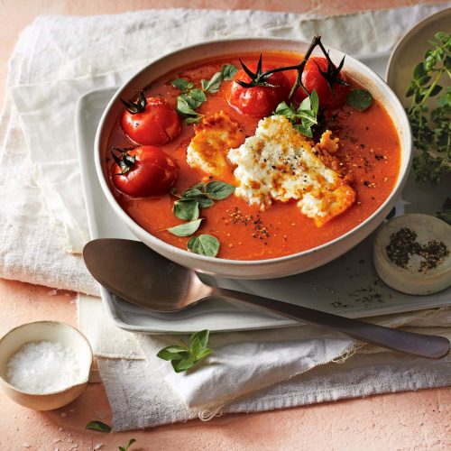 tomaten-paprika soep met feta - delicious