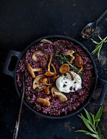 truffelrisotto met paddenstoelen en burrata