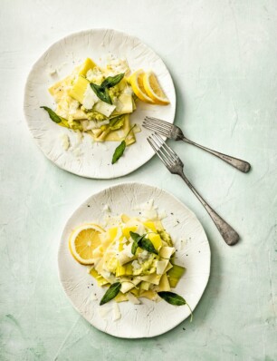 open lasagne met prei en pecorino