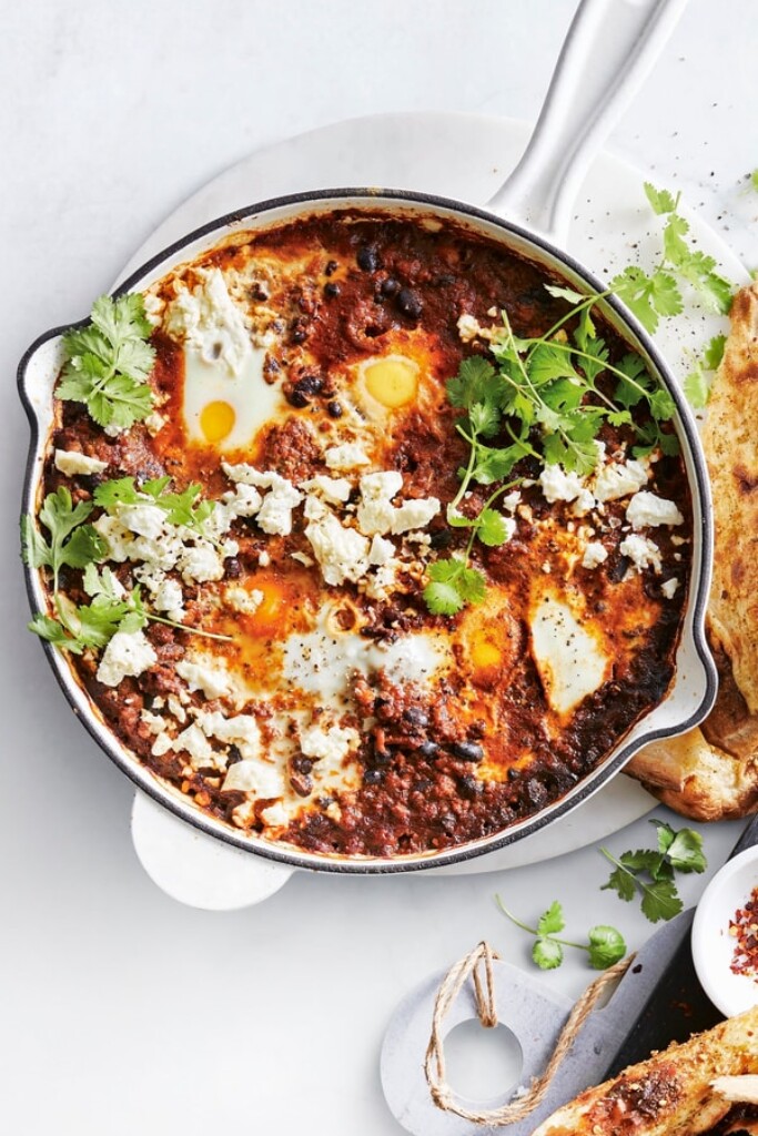 shakshuka met rokerig lamsgehakt & feta