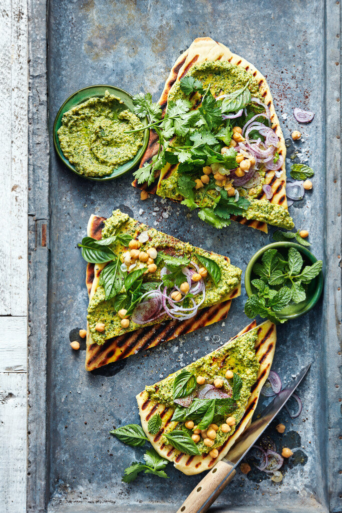 platbrood met kikkererwtenpesto