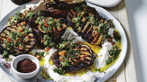 gegrilde aubergine met tabouleh