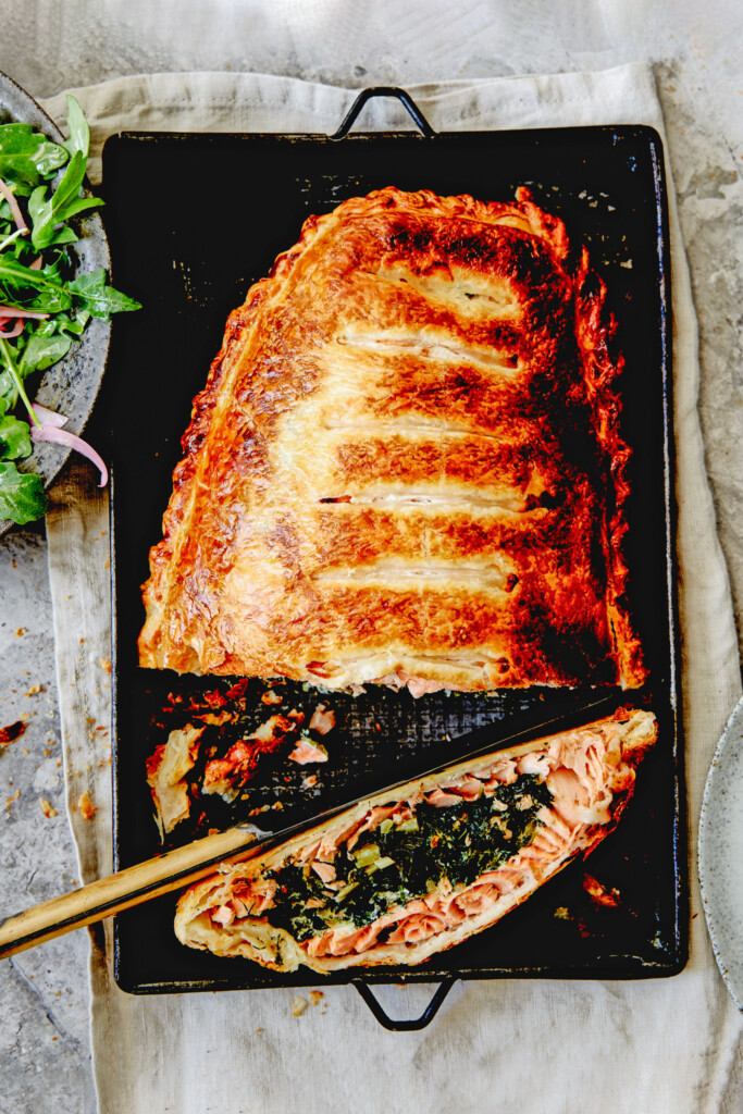 zalm en croûte met spinazie