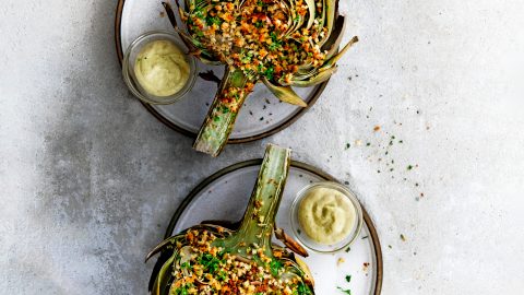 Gegratineerde artisjok met olijvenkorstje_preview vegetarische hapjes