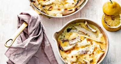 gegratineerde witlof met moscatel en bechamel