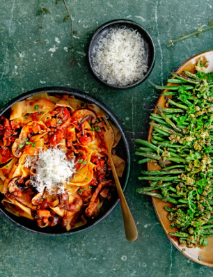 pappardelle met portobello en parmezaan