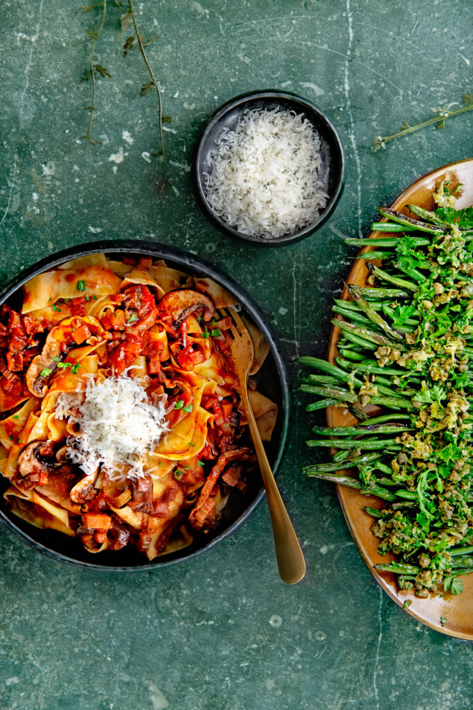 pappardelle met portobello en parmezaan