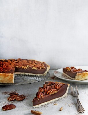 pecan pie met chocoladefudge